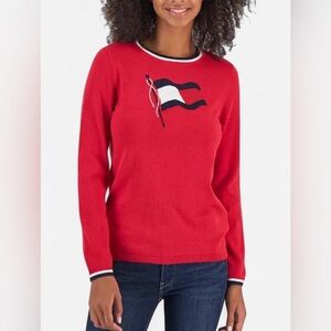Tommy Hilfiger Red Flag Crewneck Sweater Women’s Small Patriotic USA America
